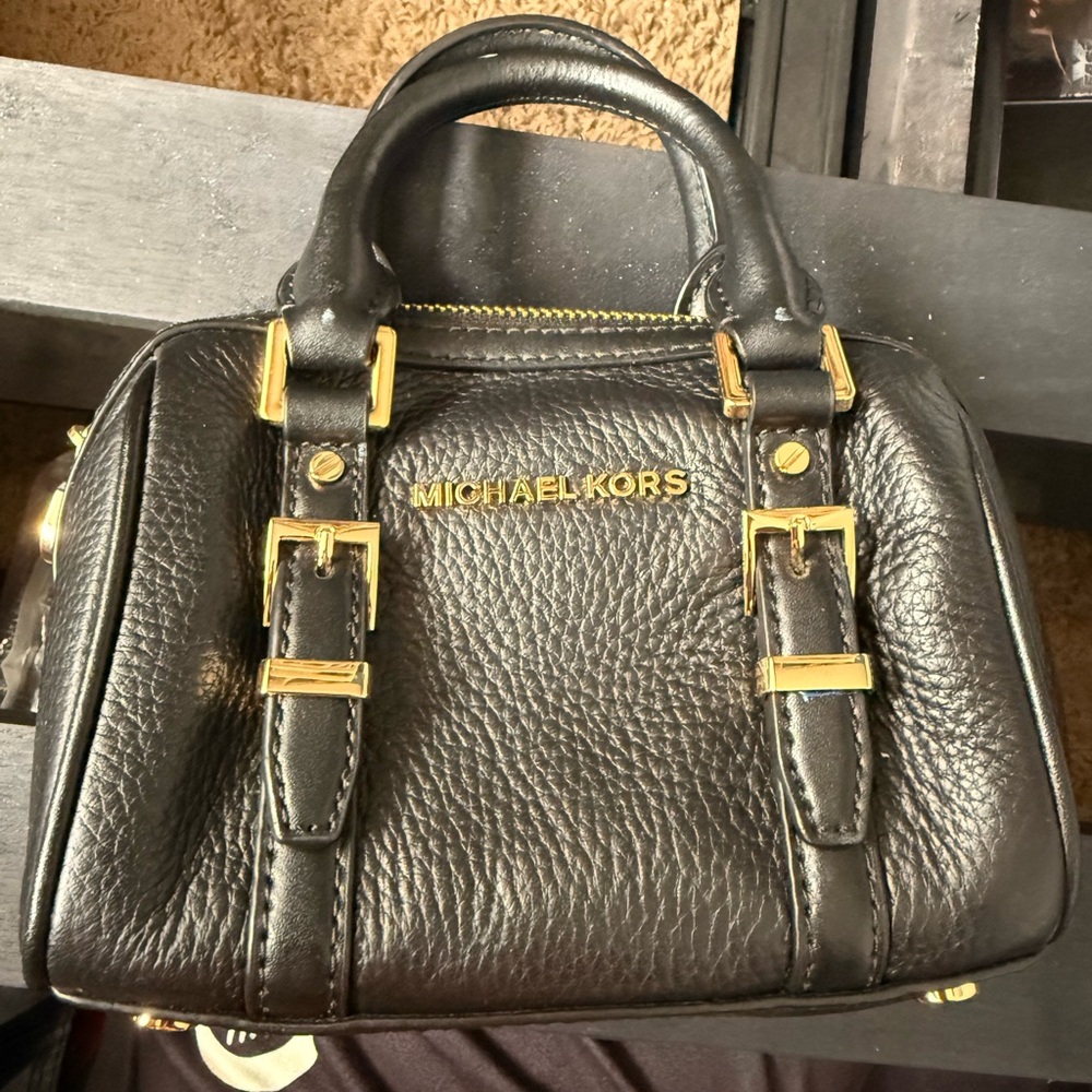 Michael Kors Black Satchel with Gold Accents